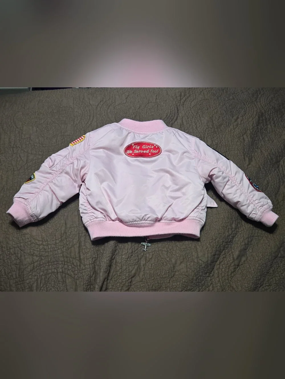 Pink Pilot Aviator Jacket Coat, Fly Girls We Served Too, toddler kids S 2T